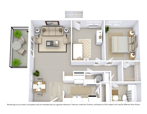 Floor plan for 2 beds, 1 bath, 756 sqft